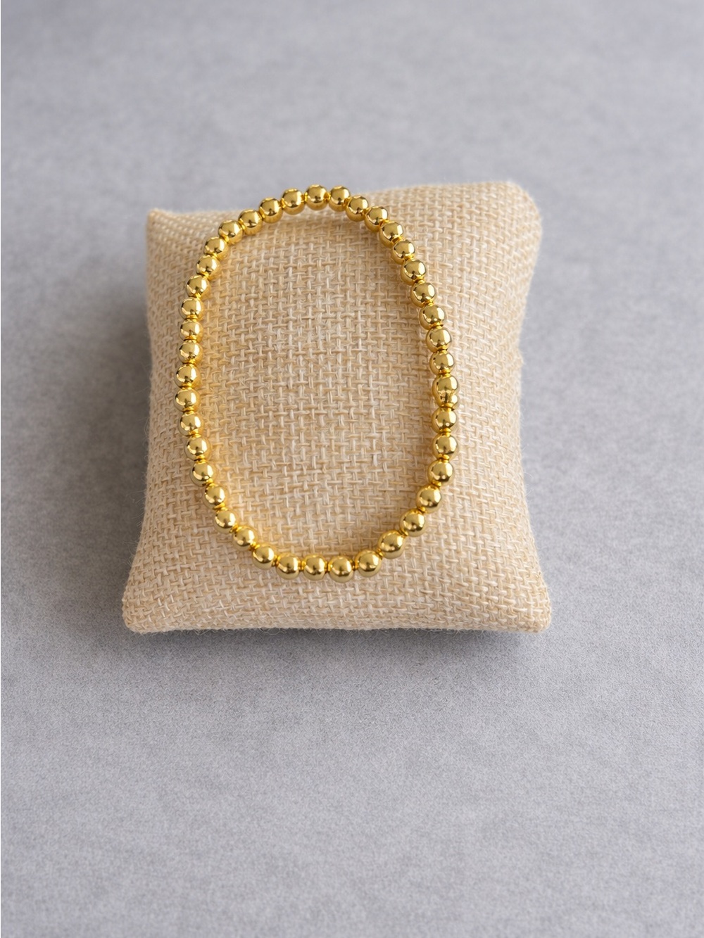 Gold Beaded Stretch Bracelet Set  of 3 - Elegant Women’s Jewelry - Picture 5 of 8
